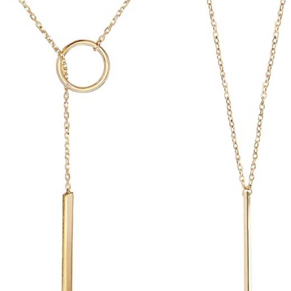 Goldtone Circle Bar Necklace - Picture 2 of 4